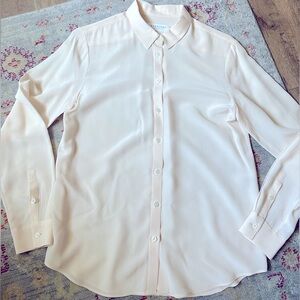 Everlane light pink slim fit silk shirt size 4